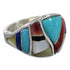 Multicolor Inlay Authentic Sterling Silver Southwest Ring Size 8-3/4 QX75236